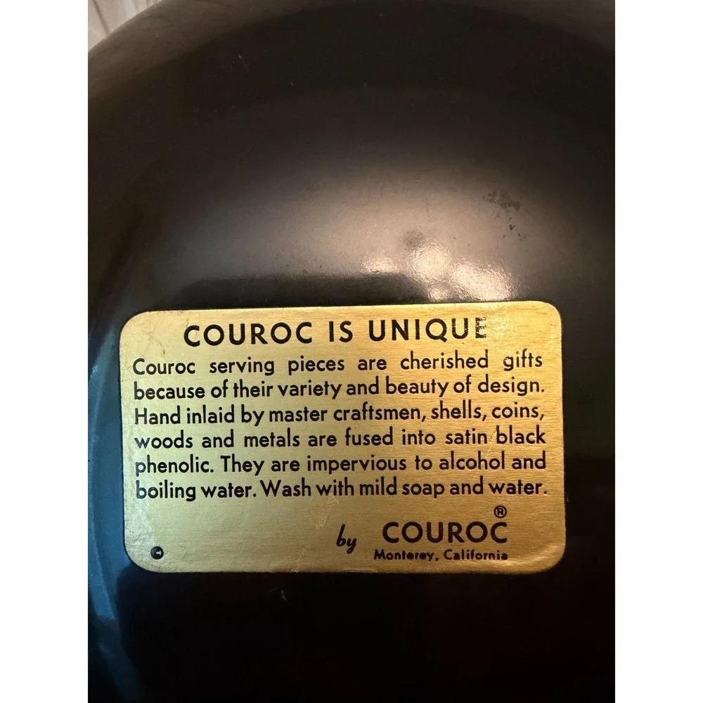 Vintage Couroc of Monterey Roadrunner Black Plate/Trinket Dish/Decor - 8